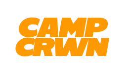 CAMP CRWN in a golden yellow vintage logo